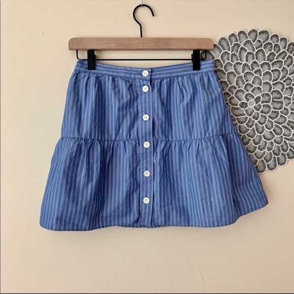 Madewell Bistro Blue/White Striped Mini Skirt Sz S EUC - Picture 3 of 8